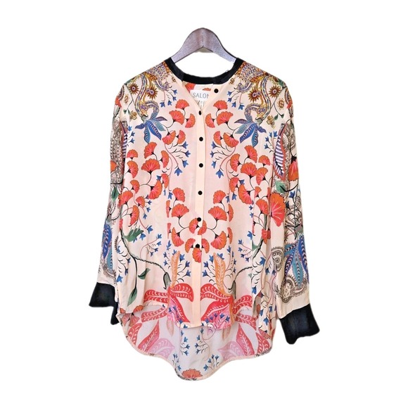 SALONI Tops - Saloni Bobbi Blouse Silk Floral Paisley Ivory sz‎ US 4 UK 8